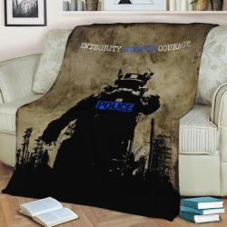 Police Wall Art Decor Fleece Throw Blanket Meaningful Gift For Halloween Christmas