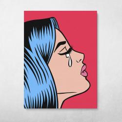 Pop Art Crying Girl (Red) Wall Art Canvas Meaning Gift For Birthday Christmas