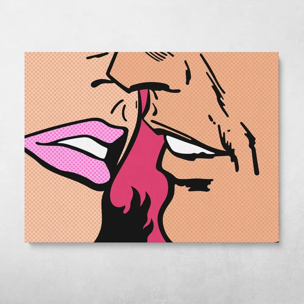 Pop Kiss Wall Art Canvas Meaning Gift For Birthday Christmas Halloween
