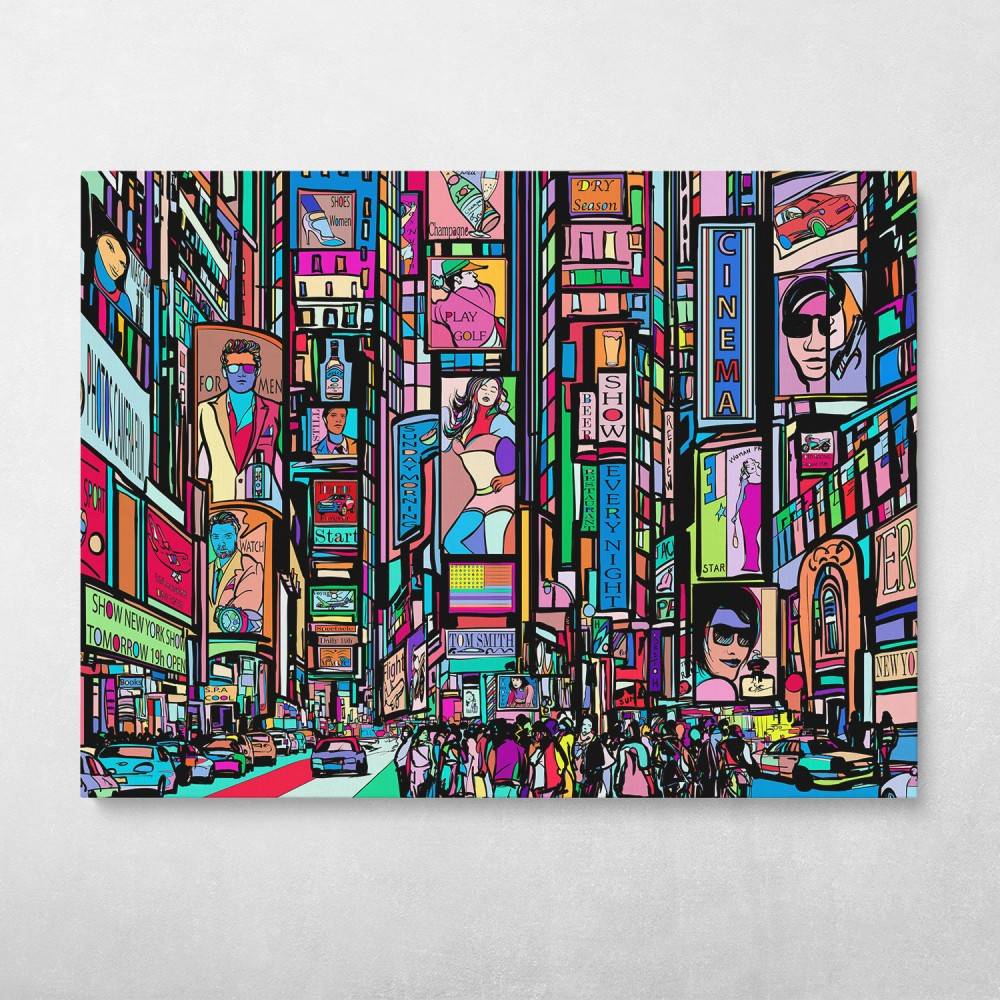 Pop Art Times Square Wall Art Canvas Meaning Gift For Birthday Christmas