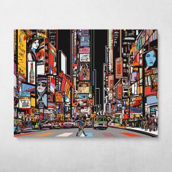 Pop Art Times Square at Night Wall Art Canvas Meaning Gift For Birthday Christmas