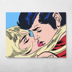 Pop Kiss 2 Wall Art Canvas Meaning Gift For Birthday Christmas Halloween