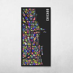 Chicago Pop City Map Wall Art Canvas Meaning Gift For Birthday Christmas