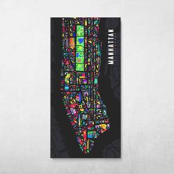 Manhattan Pop City Map Wall Art Canvas Meaning Gift For Birthday Christmas