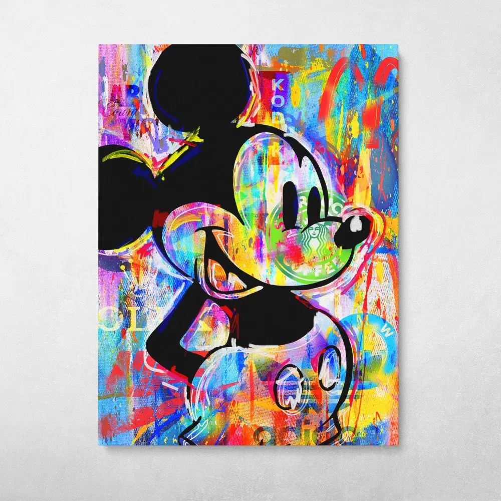 Pop Mickey Graffiti Wall Art Canvas Meaning Gift For Birthday Christmas