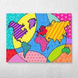 Pop World Map Wall Art Canvas Meaning Gift For Birthday Christmas