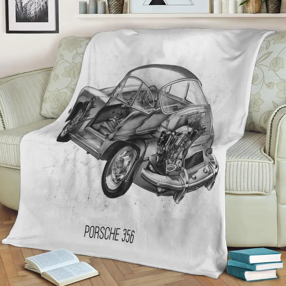 Porsche 356 Fleece Throw Blanket Meaningful Gift For Halloween Christmas