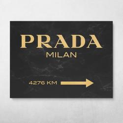 Prada Milan (Dark) Wall Art Canvas Meaning Gift For Birthday Christmas