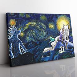 Princess Mononoke Starry Night Studio Ghibli Canvas Print Wall Art Canvas Christmas Gift For Son Daughter