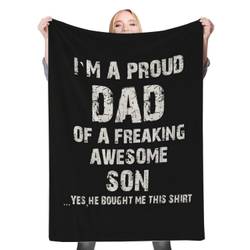 Proud Dad Father S Day Fleece Throw Blanket Meaningful Gift For Halloween Christmas