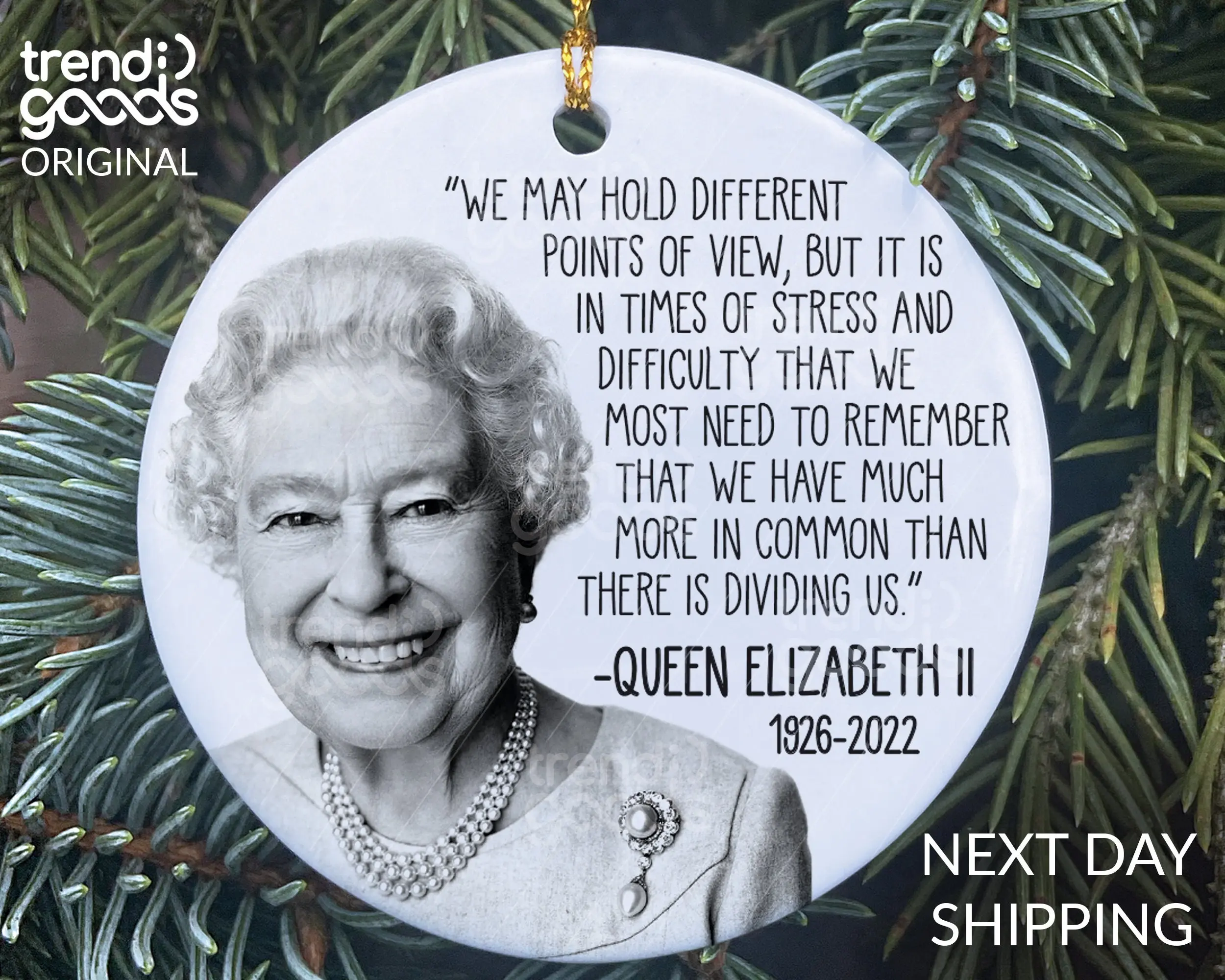 Queen Elizabeth II Memorial Quote Ornament Perfect And Unique Gifts For Family On Christmas