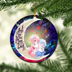 Ram And Rem Rezero Love You To The Moon Galaxy Mica Circle Ornament Perfect Gift For Holiday Perfect Gifts For Family On Christmas