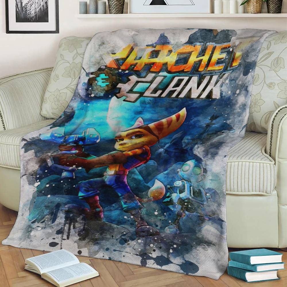 Ratchet And Clank Fleece Throw Blanket Meaningful Gift For Halloween Christmas
