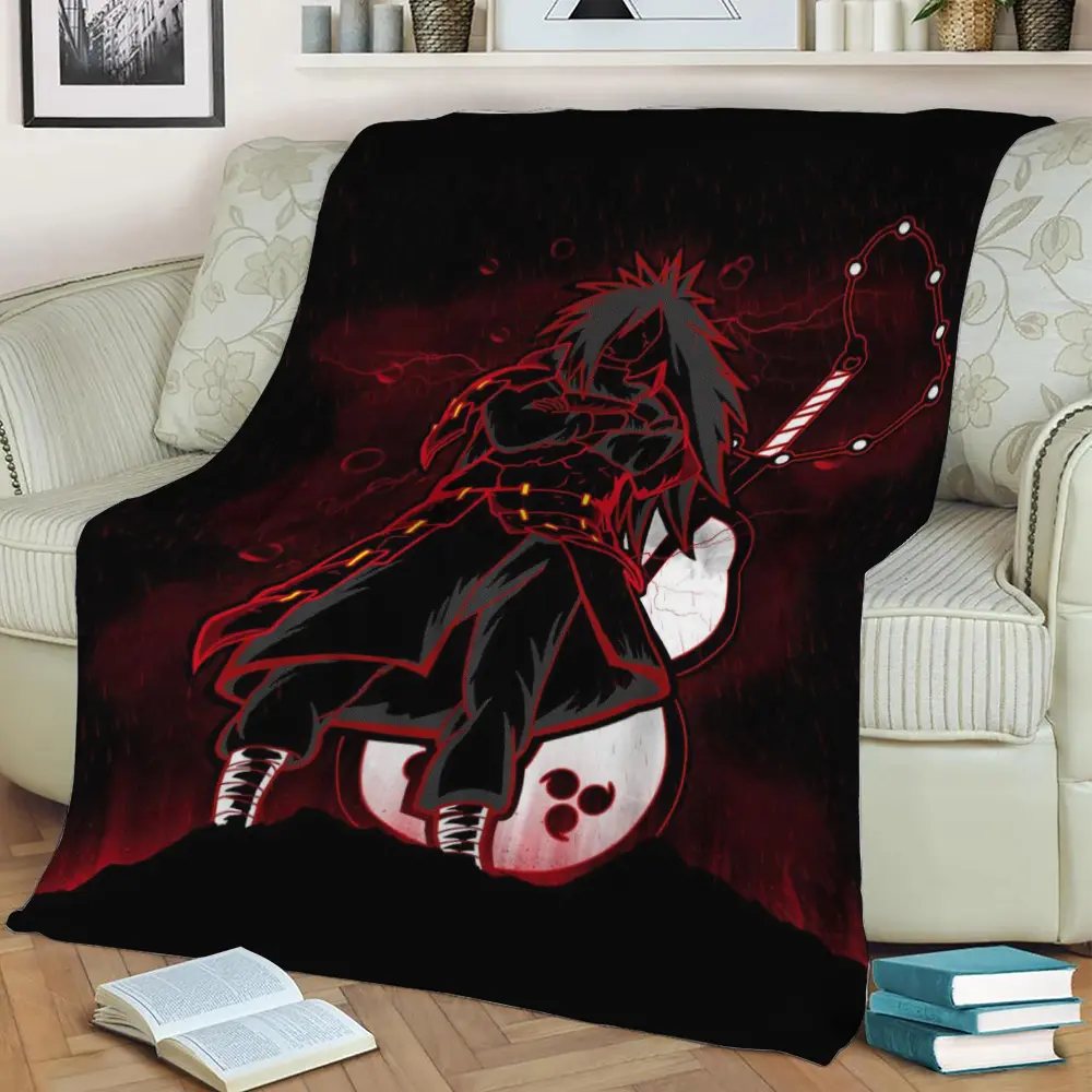 Red Shinobi Madara Fleece Throw Blanket Meaningful Gift For Halloween Christmas