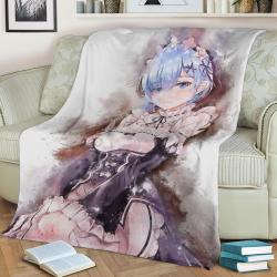 Rem Watercolor Fleece Throw Blanket Meaningful Gift For Halloween Christmas