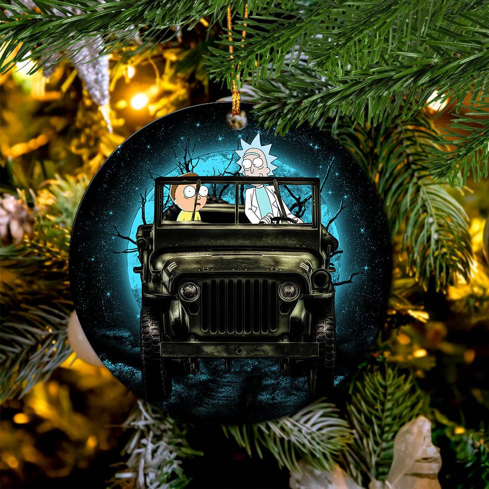 Rick And Morty Moonlight Halloween Jeep Funny Mica Circle Ornament Perfect Gift For Holiday Perfect Gifts For Family On Christmas