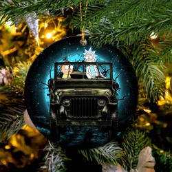 Rick And Morty Moonlight Halloween Jeep Funny Mica Circle Ornament Perfect Gift For Holiday Perfect Gifts For Family On Christmas