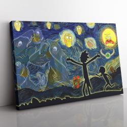Rick and Morty Starry Night Canvas Print Wall Art Canvas Christmas Gift For Son Daughter