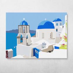 Santorini Wall Art Canvas Meaning Gift For Birthday Christmas Halloween