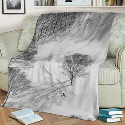 Sapporo Skiing Shadows Fleece Throw Blanket Meaningful Gift For Halloween Christmas