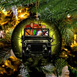 Scooby Doo Funny Drive Jeep Moonlight Halloween Mica Circle Ornament Perfect Gifts For Family On Christmas