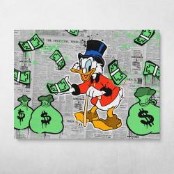 Scrooge Raining Cash Wall Art Canvas Meaning Gift For Birthday Christmas