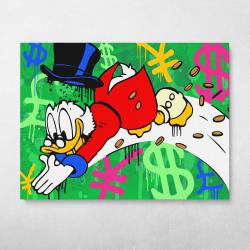 Scrooge Money Dive Wall Art Canvas Meaning Gift For Birthday Christmas