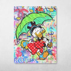 Scrooge Raining Money Wall Art Canvas Meaning Gift For Birthday Christmas