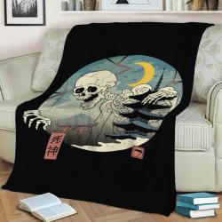 Shinigami Fleece Throw Blanket Meaningful Gift For Halloween Christmas