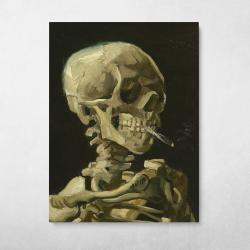 Skeleton With Burning Cigarette - Van Gogh Wall Art Canvas Meaning Gift For Birthday Christmas