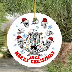 Skeleton Christmas Glass Skull Santa Spooky Ornament Perfect And Unique Gifts For Family On Christmas