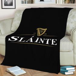 Slainte Guinness Fleece Throw Blanket Meaningful Gift For Halloween Christmas