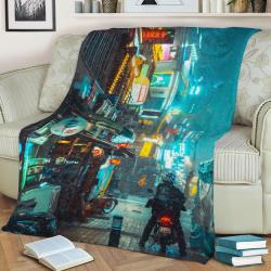Snowy Cyberpunk Fleece Throw Blanket Meaningful Gift For Halloween Christmas