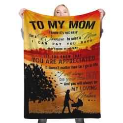 Son To Mom Fleece Throw Blanket Meaningful Gift For Halloween Christmas