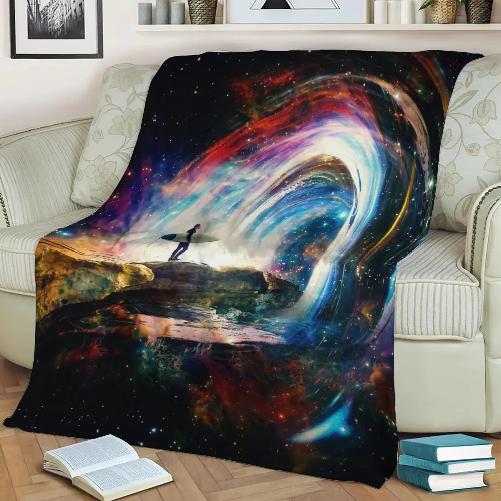 Space Barrel Fleece Throw Blanket Meaningful Gift For Halloween Christmas