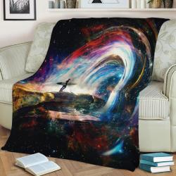 Space Barrel Fleece Throw Blanket Meaningful Gift For Halloween Christmas