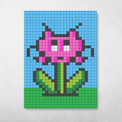 Space Invader Flower Wall Art Canvas Meaning Gift For Birthday Christmas