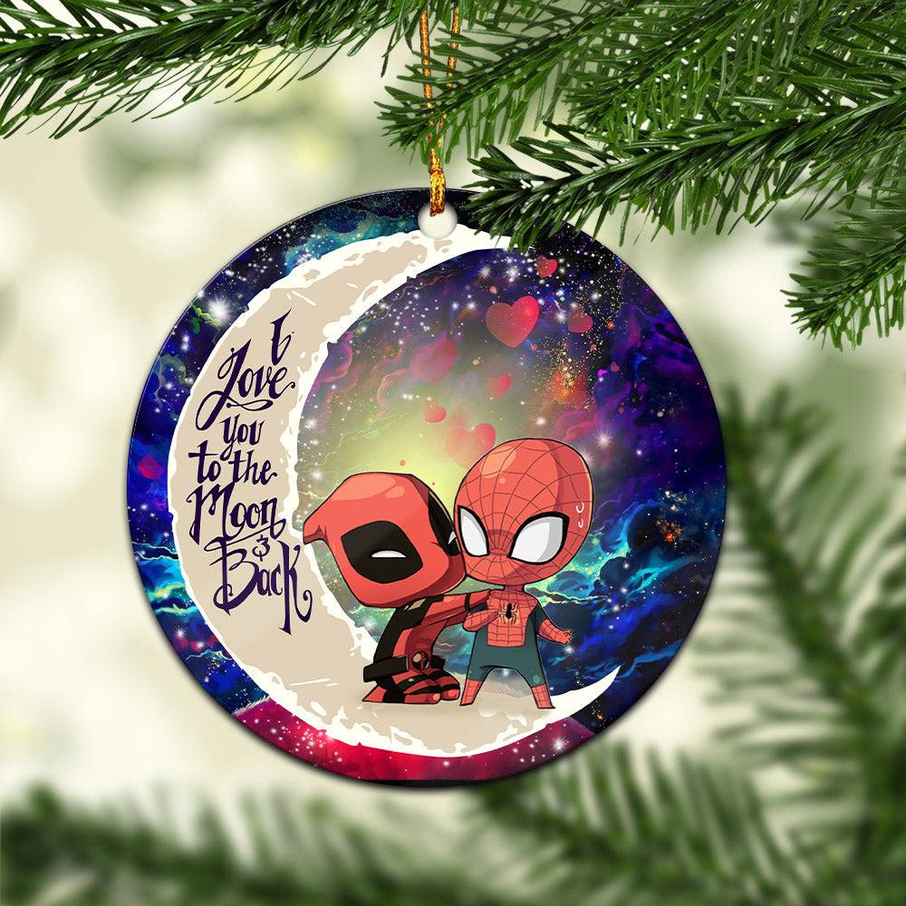Spiderman And Deadpool Couple Love You To The Moon Galaxy Mica Circle Ornament Perfect Gifts For Family On Christmas