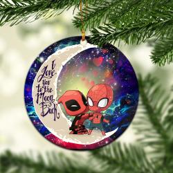 Spiderman And Deadpool Couple Love You To The Moon Galaxy Mica Circle Ornament Perfect Gifts For Family On Christmas
