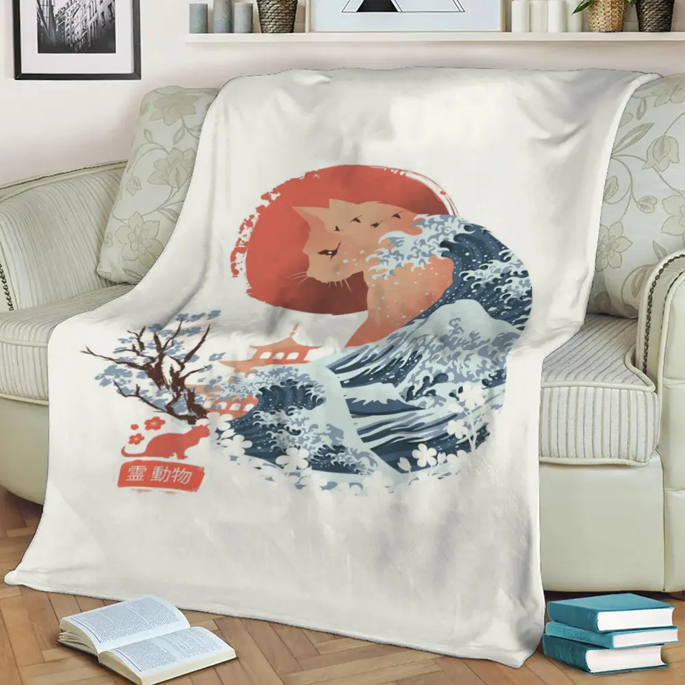 Spirit Animal Cat Fleece Throw Blanket Meaningful Gift For Halloween Christmas