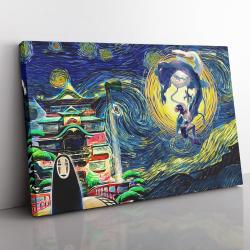 Spirited Away Starry Night Studio Ghibli Canvas Print Wall Art Canvas Christmas Gift For Son Daughter