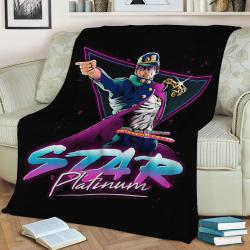 Star Platinum Fleece Throw Blanket Meaningful Gift For Halloween Christmas