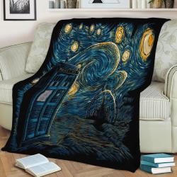 Starry Gallifrey Fleece Throw Blanket Meaningful Gift For Halloween Christmas