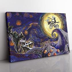 Starry Nightmare Before Christmas Canvas Print Wall Art Canvas Christmas Gift For Son Daughter