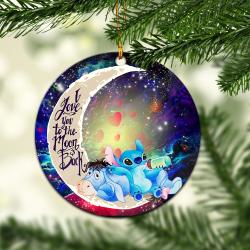 Stitch And Eeyore Couple Love You To The Moon Galaxy Mica Circle Ornament Perfect Gifts For Family On Christmas