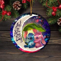 Stitch Angel Love You To The Moon Galaxy Mica Circle Ornament Perfect Gift For Holiday Perfect Gifts For Family On Christmas
