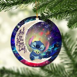 Stitch Hold Baby Yoda Love You To The Moon Galaxy Mica Circle Ornament Perfect Gifts For Family On Christmas