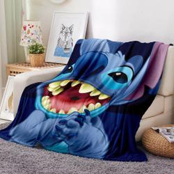Stitch Pattern Blanket Meaningful Gift For Halloween Christmas Flannel Throw Room Decoration