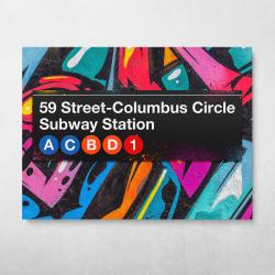 Subway Columbus Circle Graffiti Wall Art Canvas Meaning Gift For Birthday Christmas