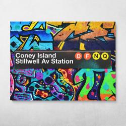 Subway Coney Island Graffiti Wall Art Canvas Meaning Gift For Birthday Christmas